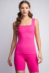 Square Neck Tank Top in Sonic Pink