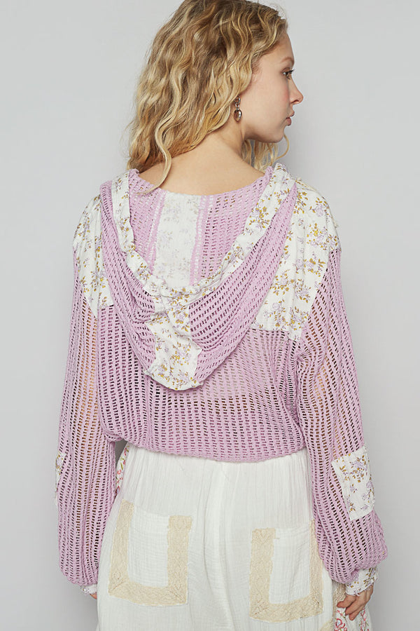 Floral Hoodie Top in Lavender
