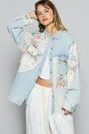Lace & Denim Button Down w/Floral Accent