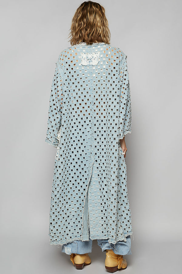 Lazer Cut Denim Duster
