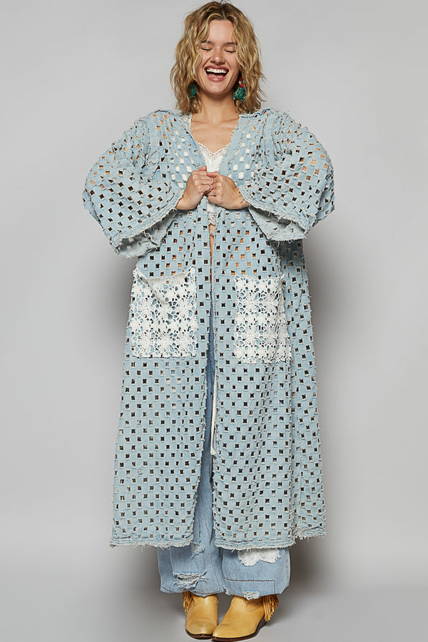 Lazer Cut Denim Duster