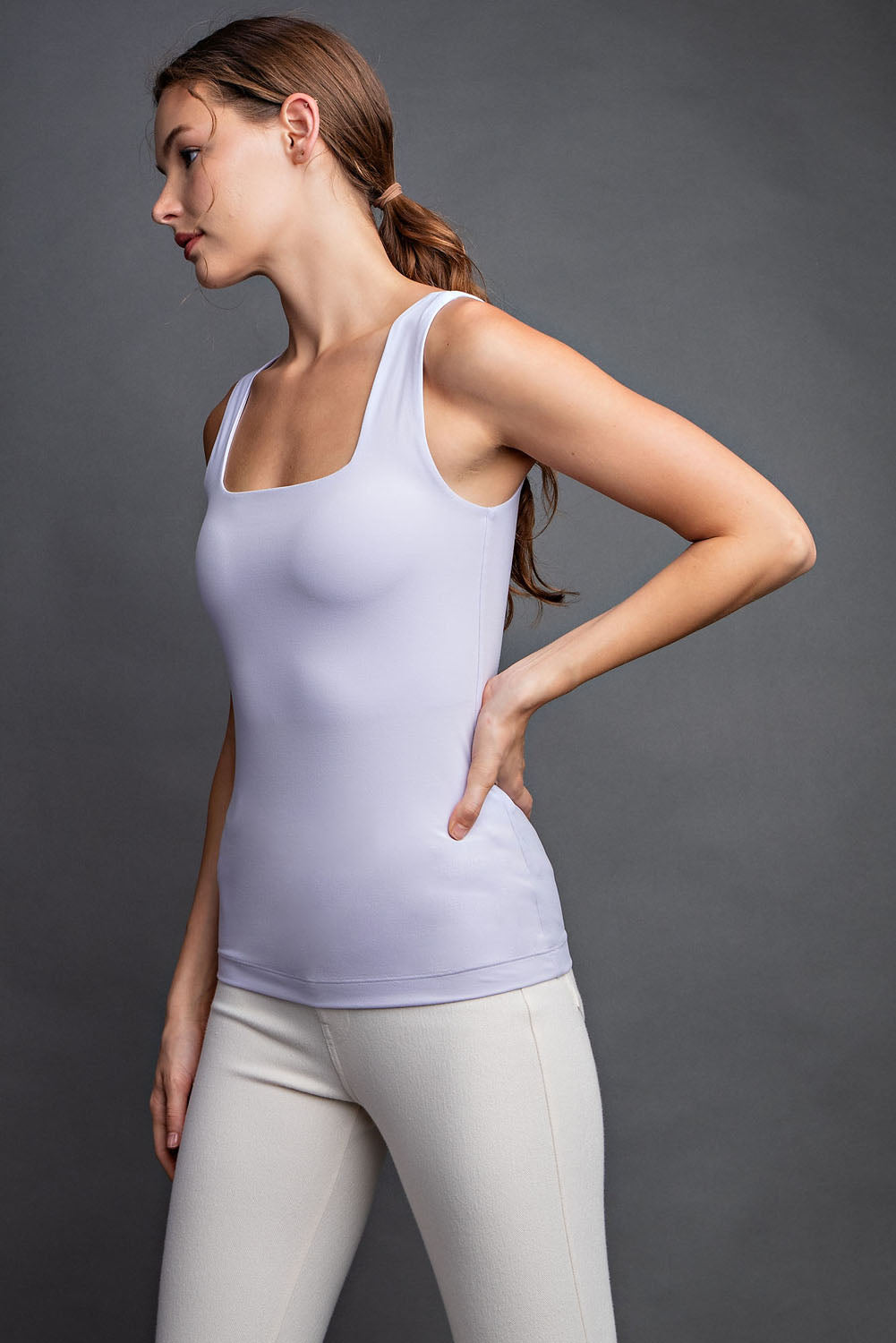 Square Neck Tank Top in Lavender Fog