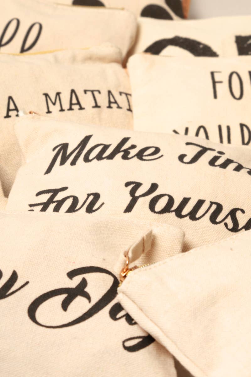 Multi Lettering Cotton Canvas Eco Pouch Bags: One Size / PCH026