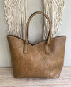 Stitch Trim Detail Tote Bag in Beige