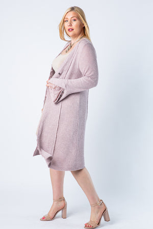 Bell Cuff Cardigan in Mauve