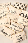 Multi Lettering Cotton Canvas Eco Pouch Bags: One Size / PCH026