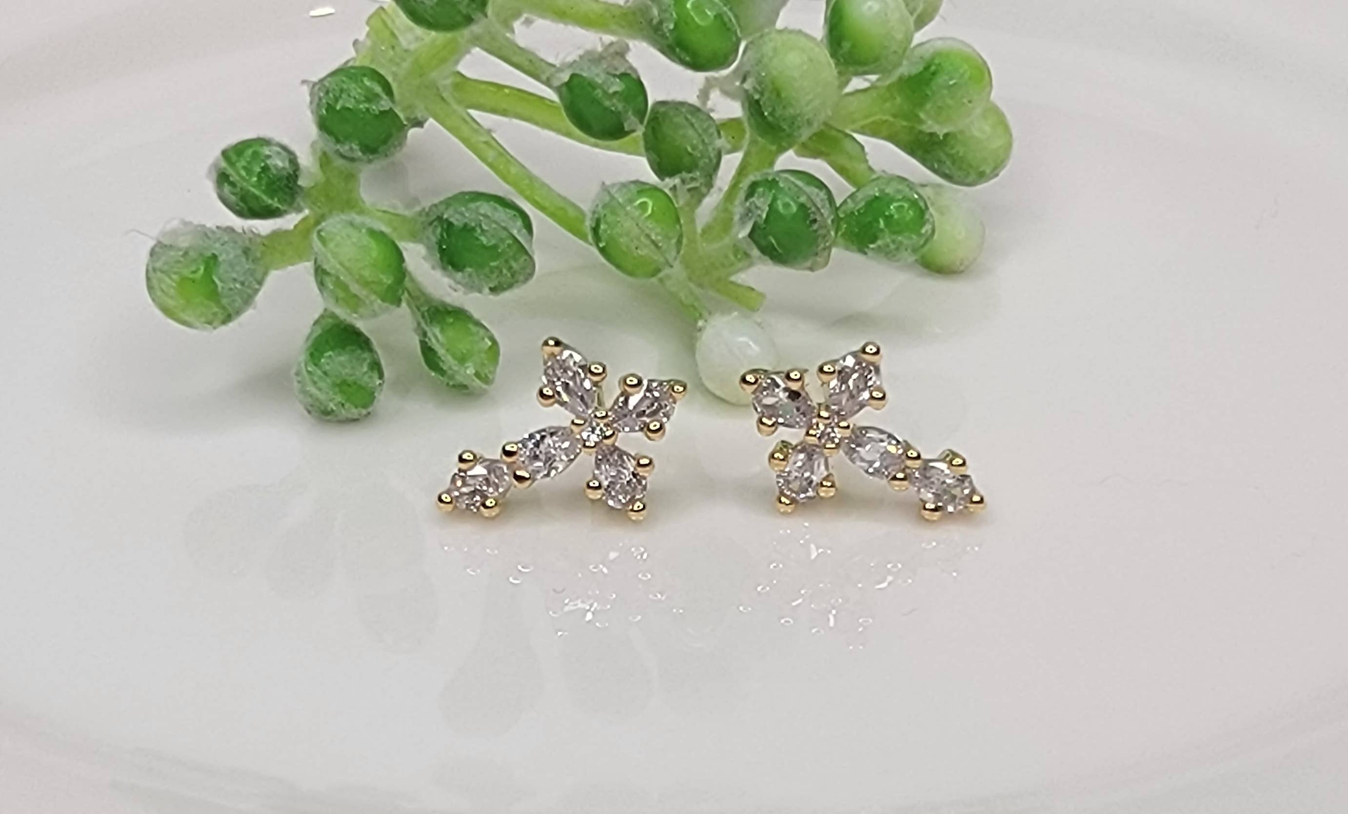 Small Cross CZ Earrings in Gold