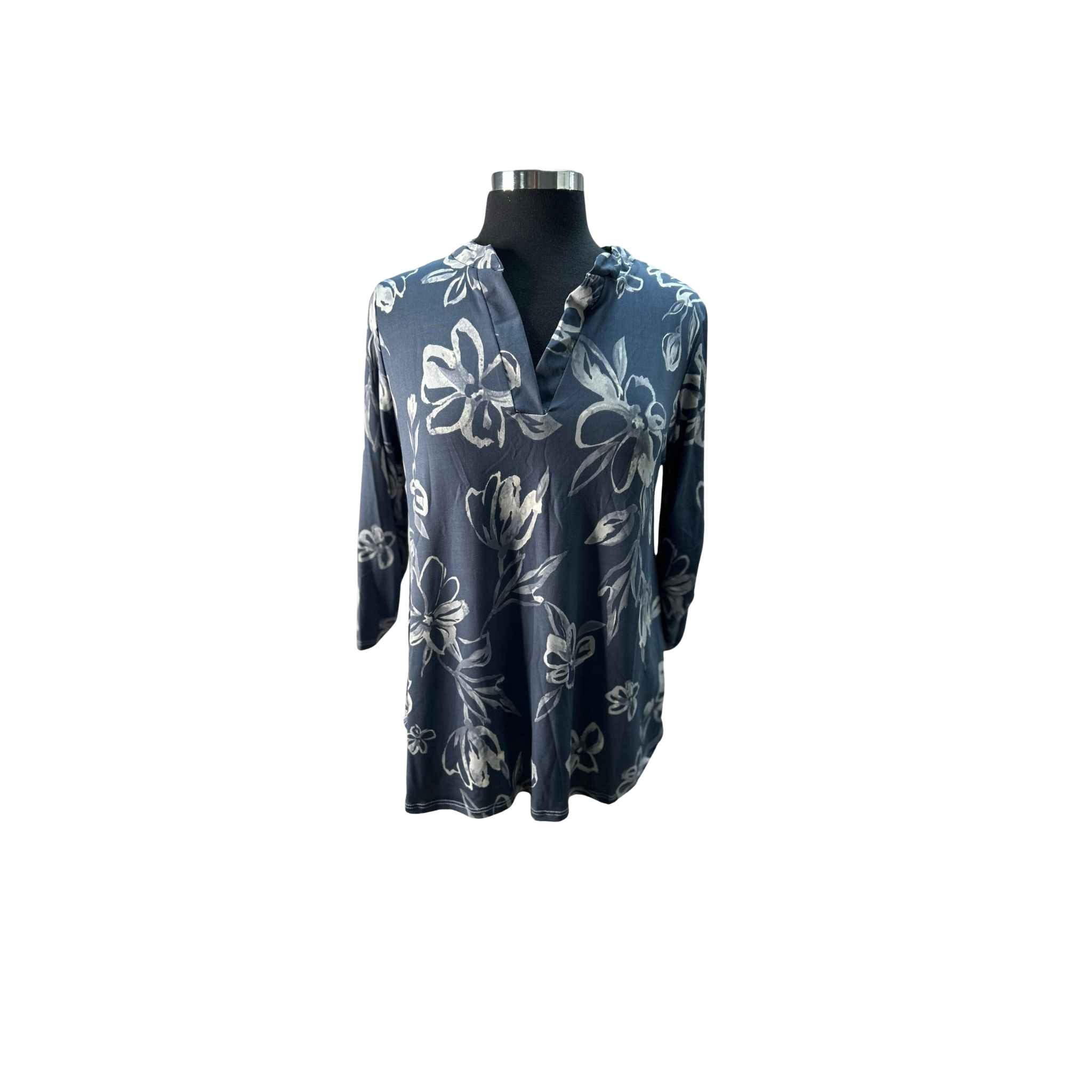 Denim Blue Floral Print Gabby Top