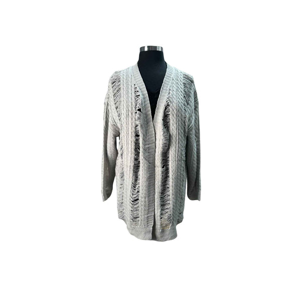Heather Grey Distressed Cardigan