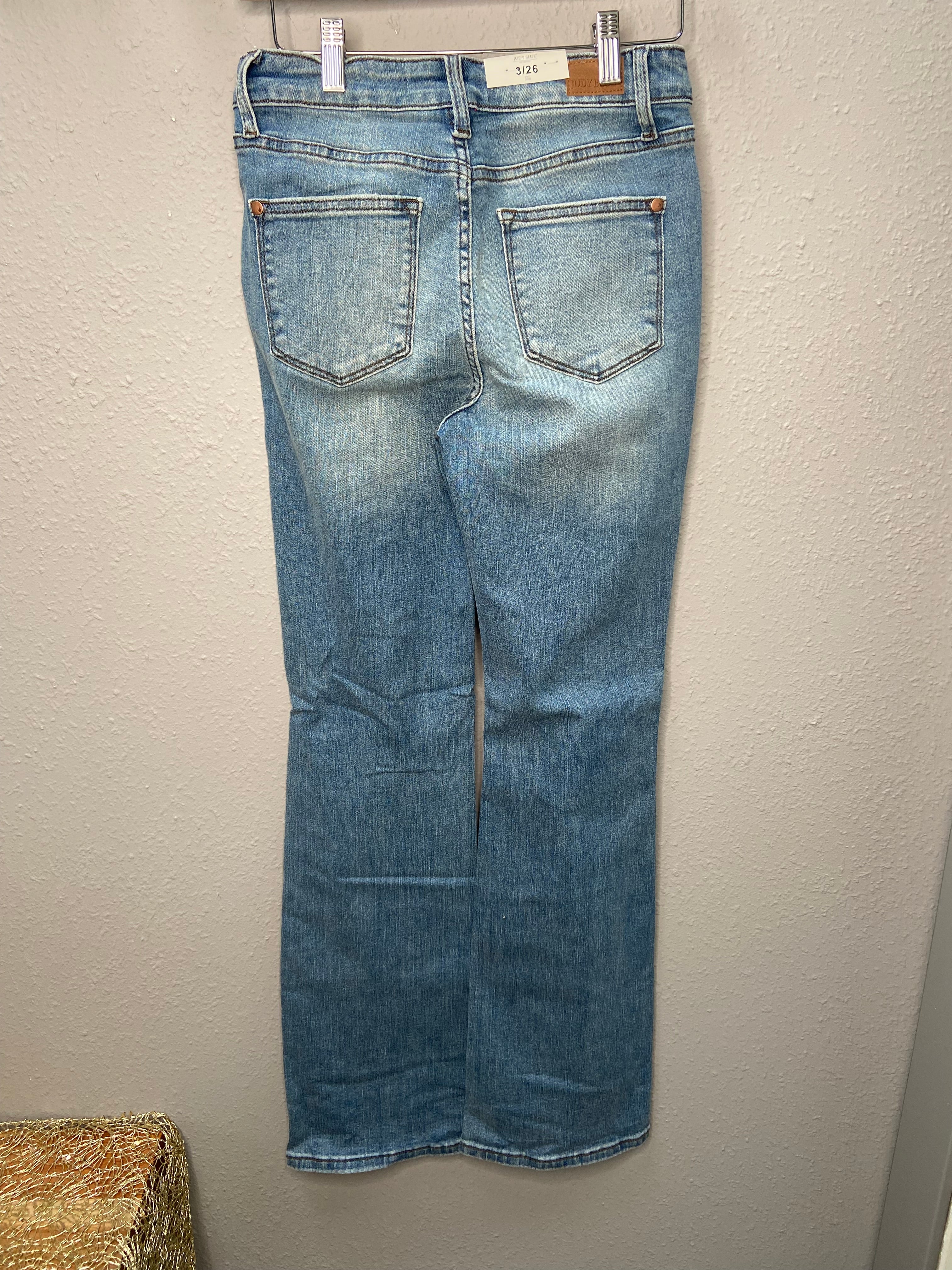 JB Plaid Patch Bootcut Jean