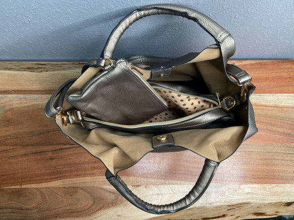 Round Handle Tote Bag in Champagne