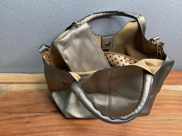 Round Handle Tote Bag in Champagne