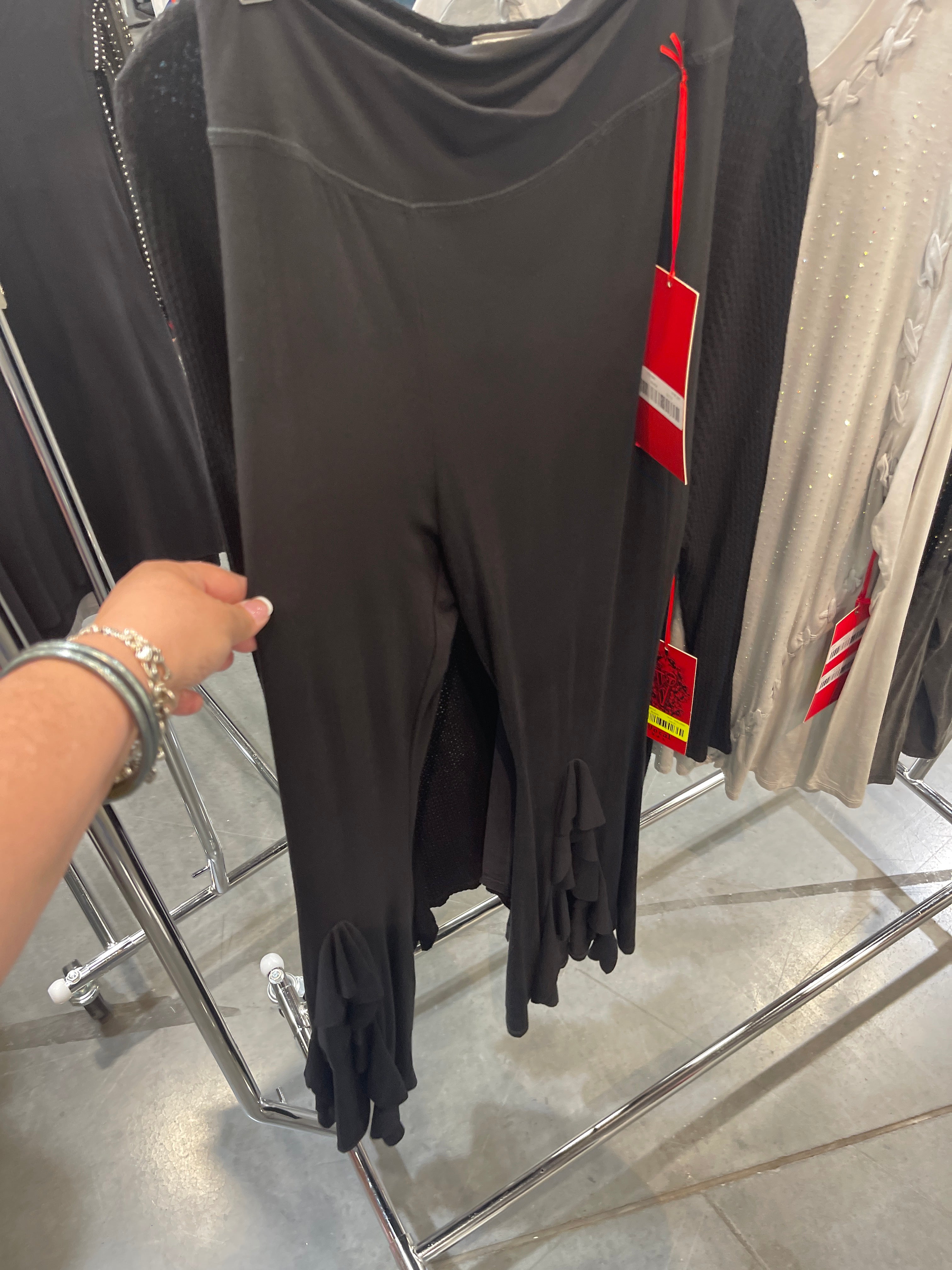 Black Yoga Pants with Ruffles