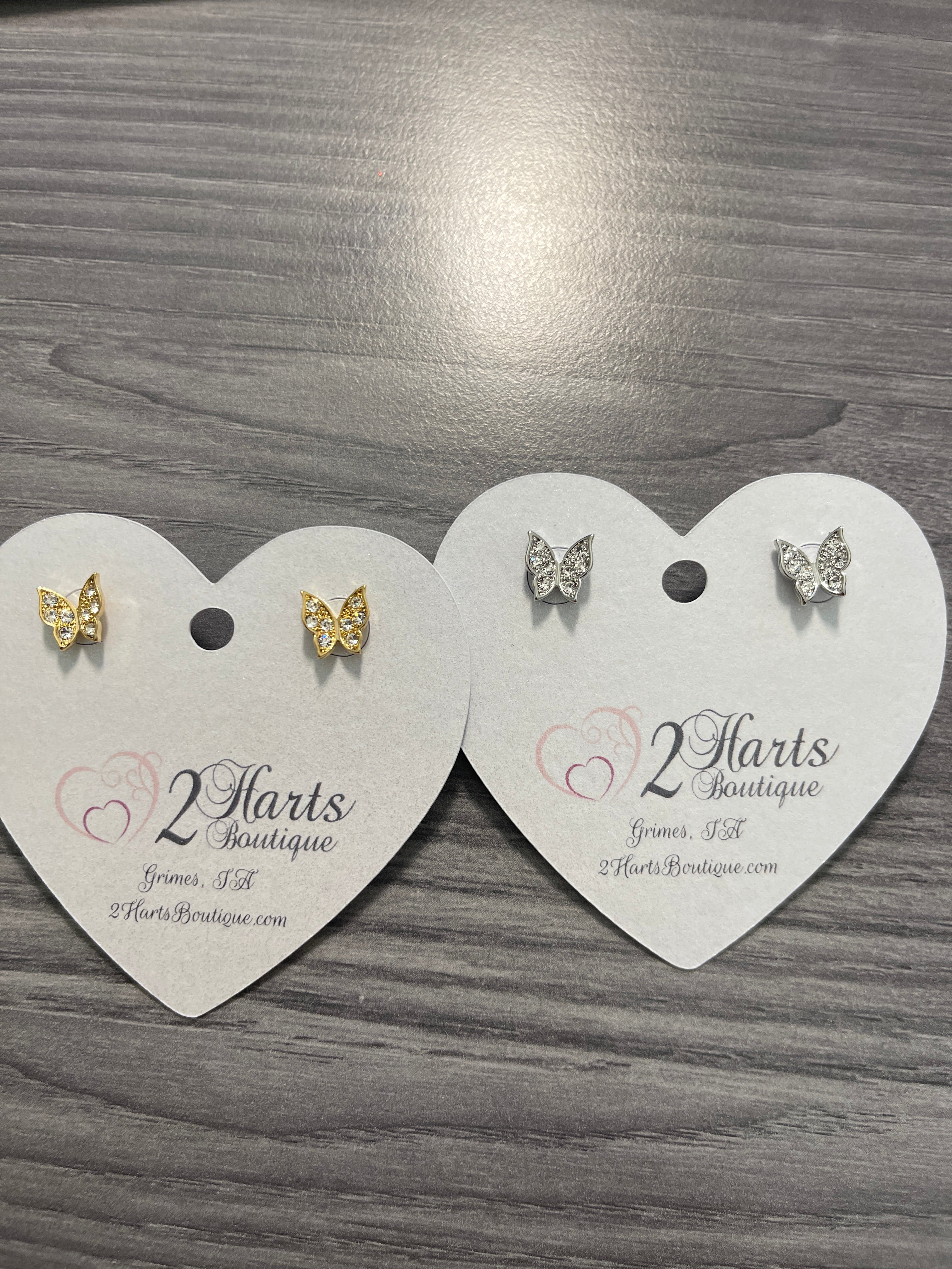 Gold & Crystal Butterfly Earrings