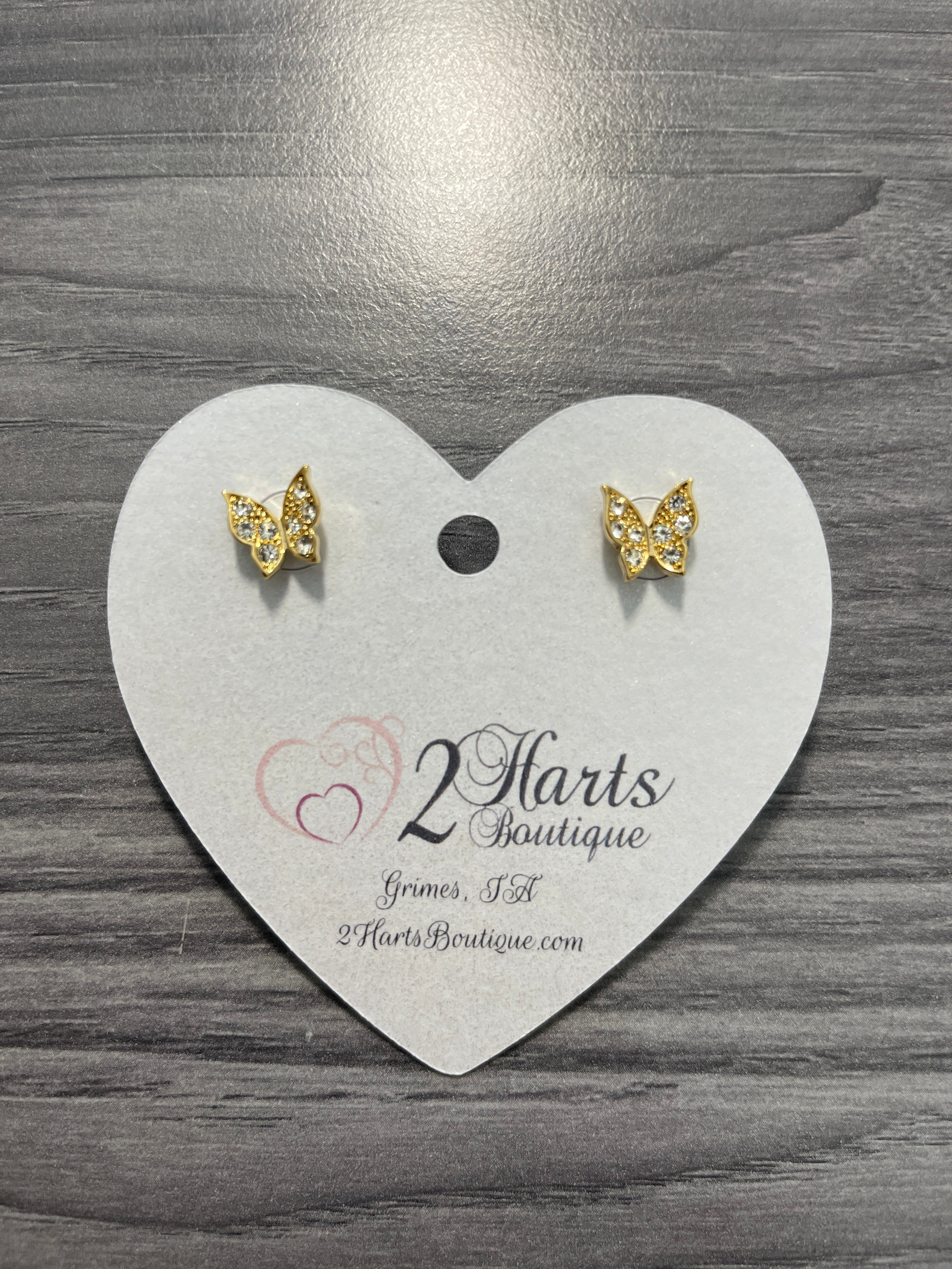 Gold & Crystal Butterfly Earrings