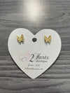 Gold & Crystal Butterfly Earrings