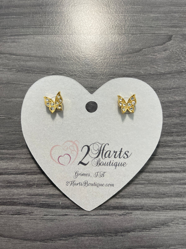 Gold & Crystal Butterfly Earrings