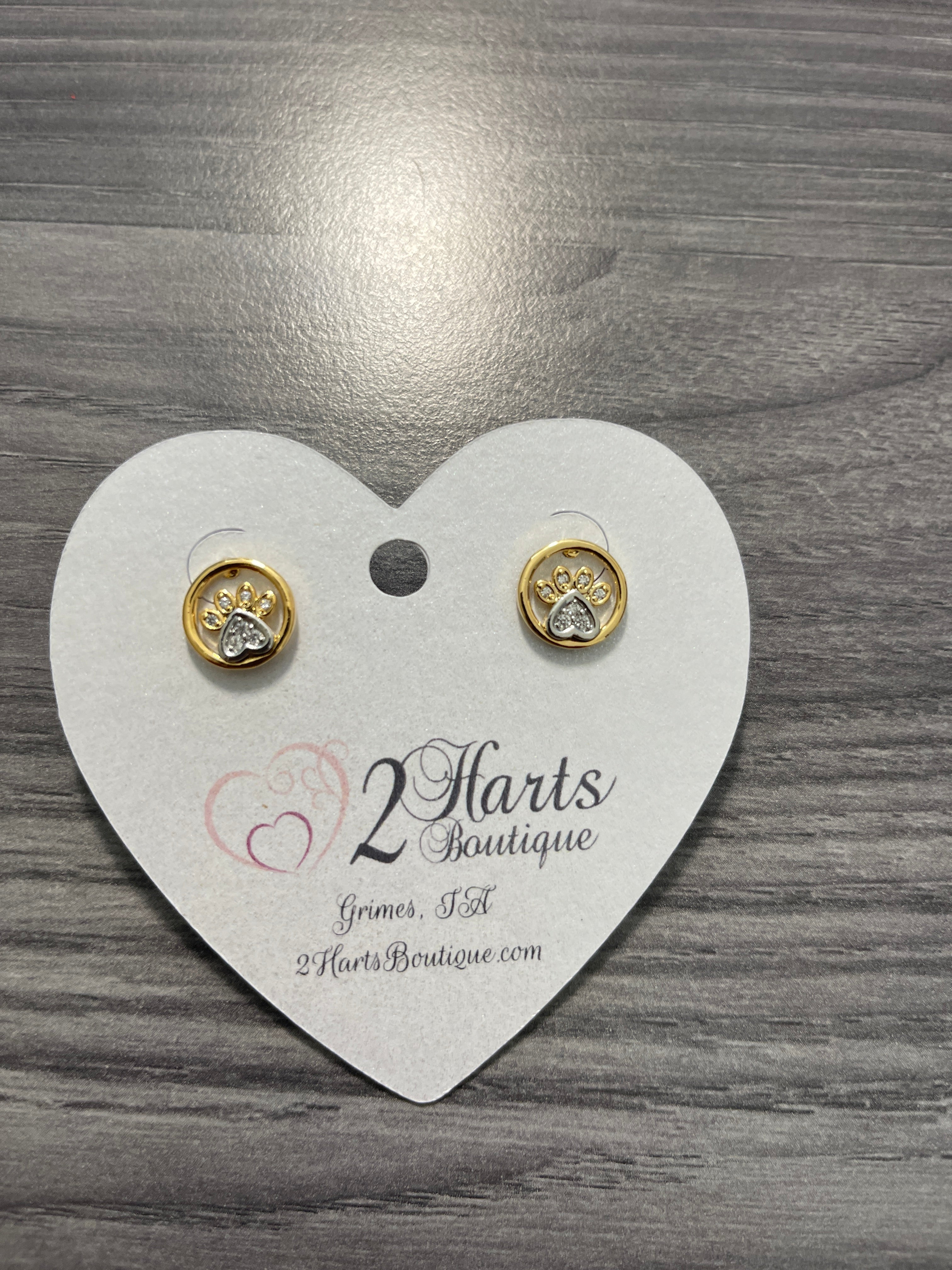 Gold & Silver Paw Print Earrings