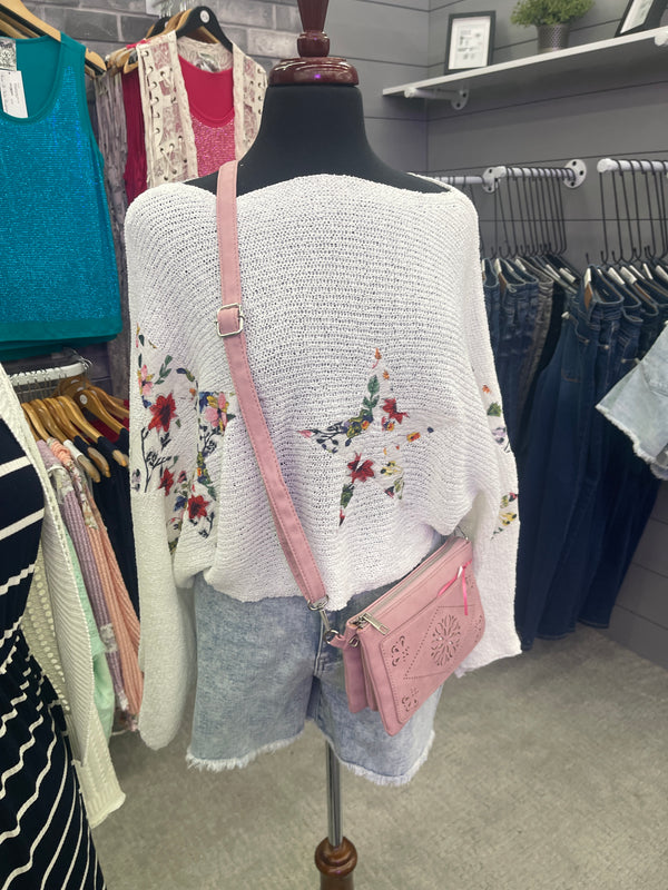 Floral Star Crop Sweater