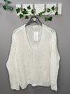 Chunky V-Neck Sweater in Ivory