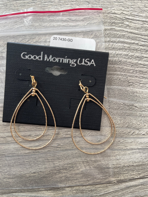Gold Double Teardrop Dangle Earrings