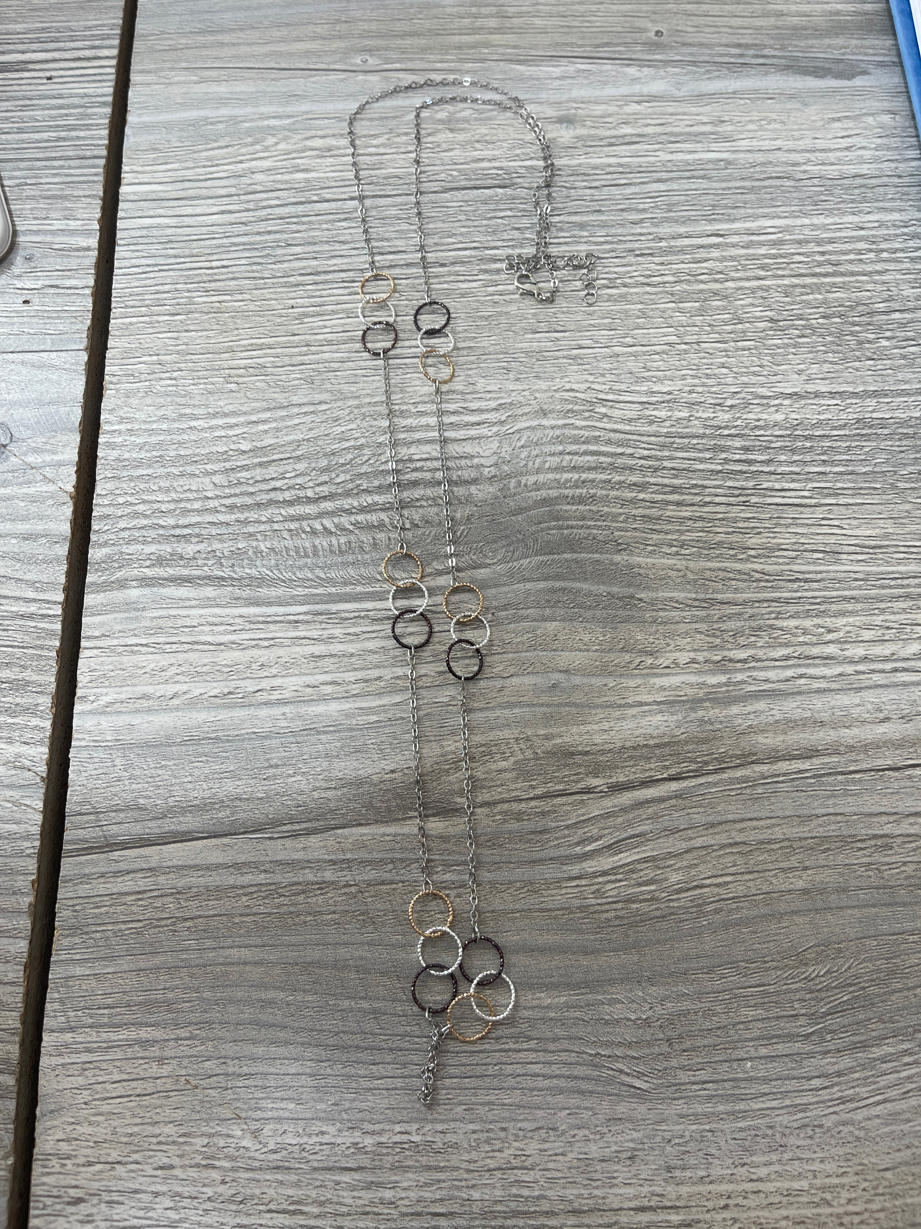 Tri-Tone 3 Ring Necklace