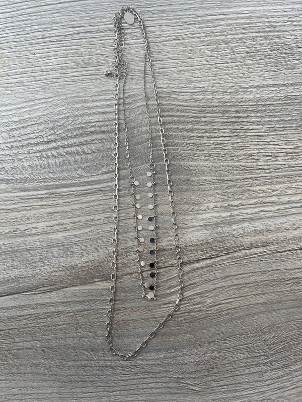 Double String Silver Necklace