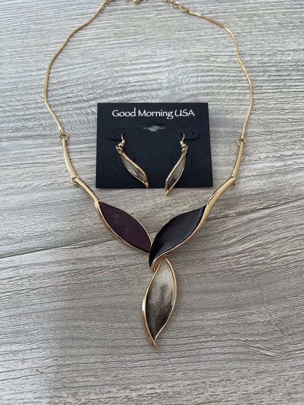 Black & Gold Leaf Statement Set