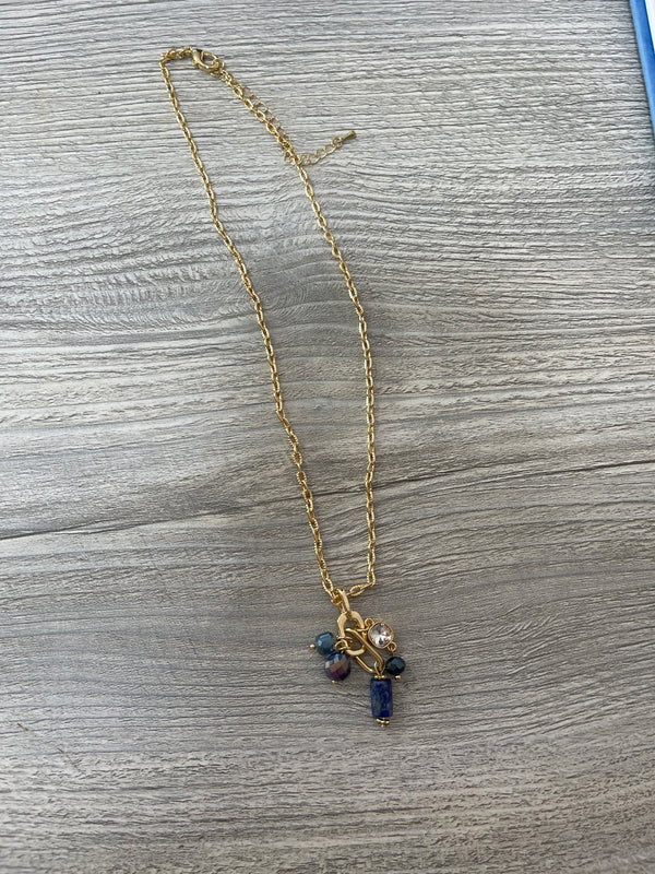 Blue Charm Necklace in Gold