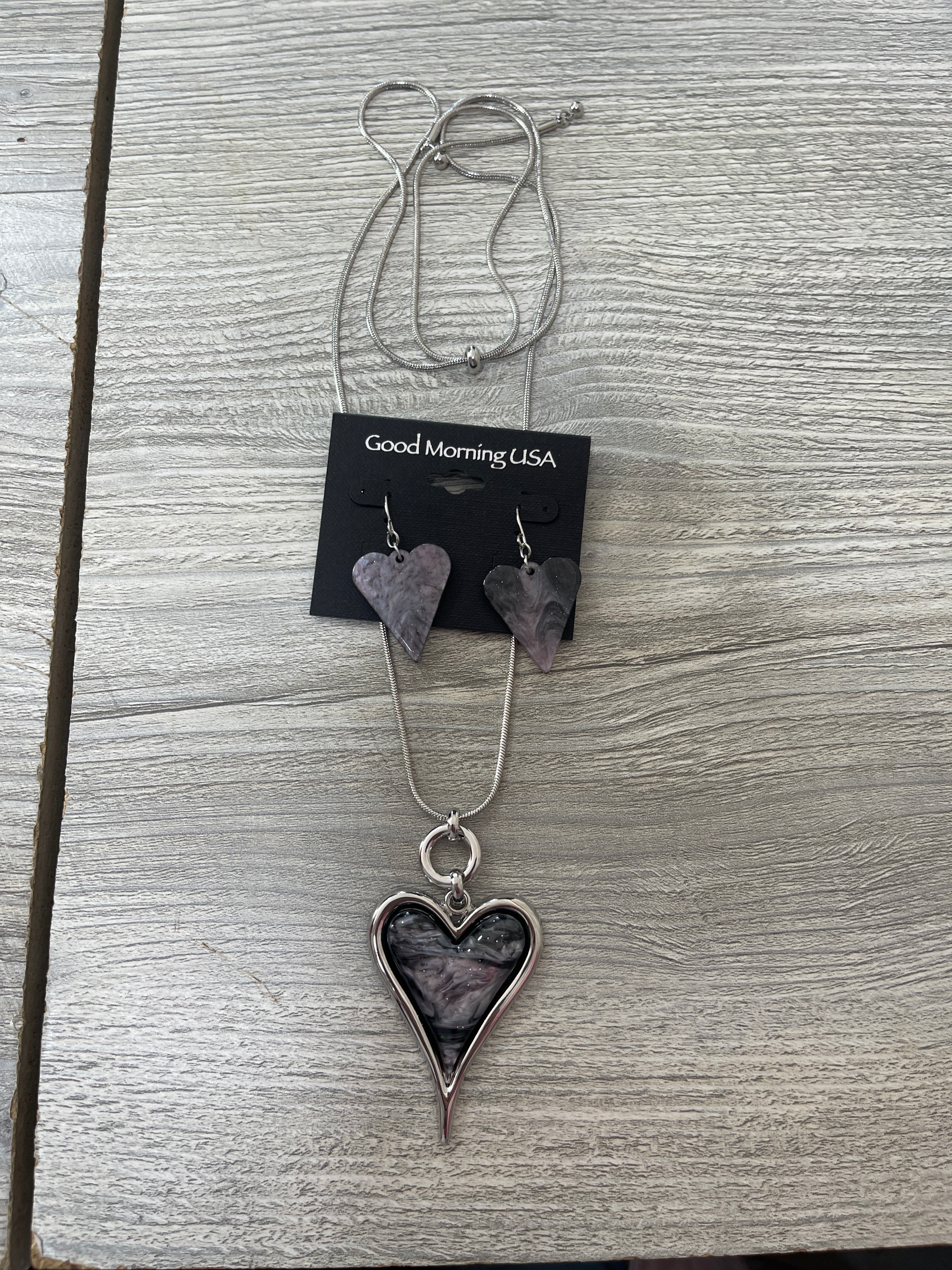 Silver & Purple Hearts Set