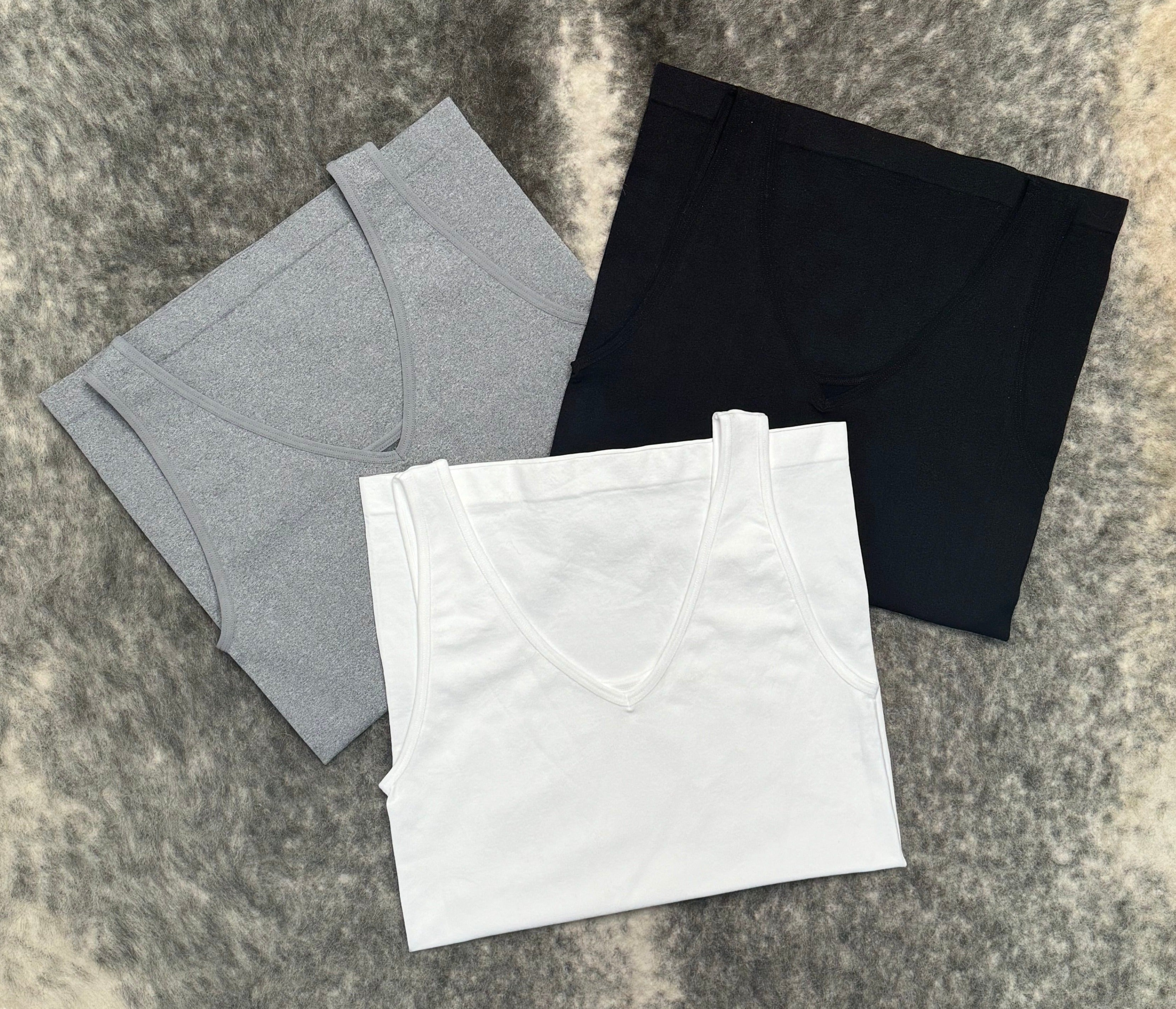 U-Neck Seamless Tank-Heather Grey