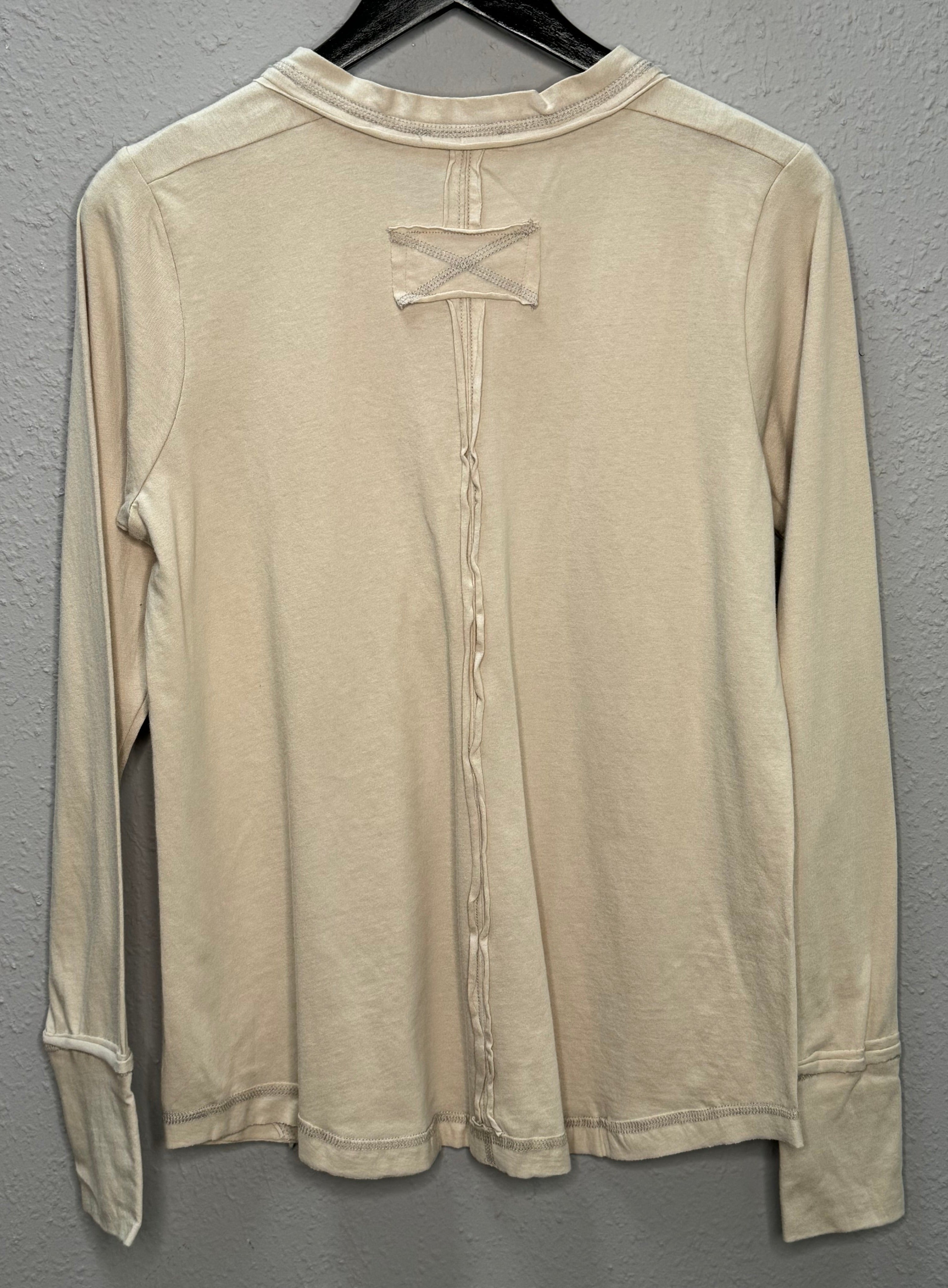 Button Closure Long Sleeve-Sand Beige