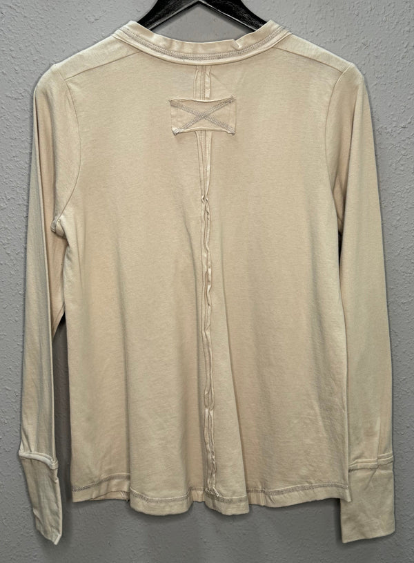 Button Closure Long Sleeve-Sand Beige
