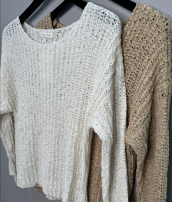 Back Buttoned Pullover in Tan