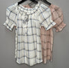 Plaid Woven Top in Blush