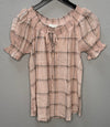 Plaid Woven Top in Blush