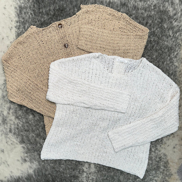 Back Buttoned Pullover in Tan
