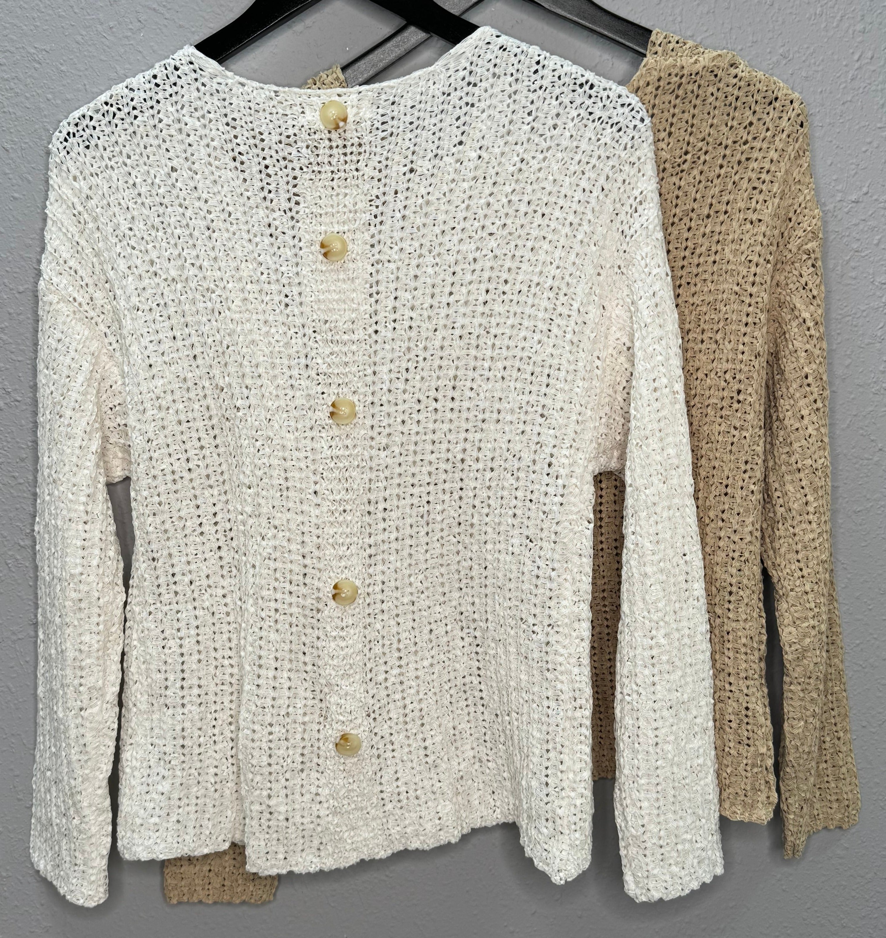 Back Buttoned Pullover in Tan