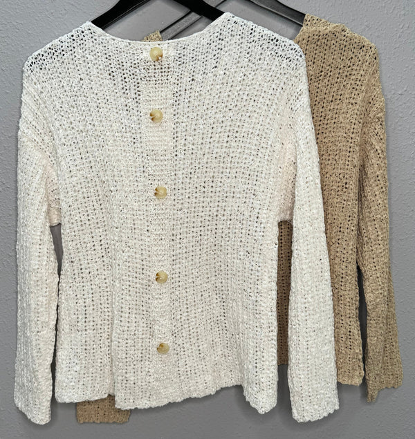 Back Buttoned Pullover in Tan