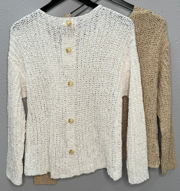 Back Buttoned Pullover in Ivory