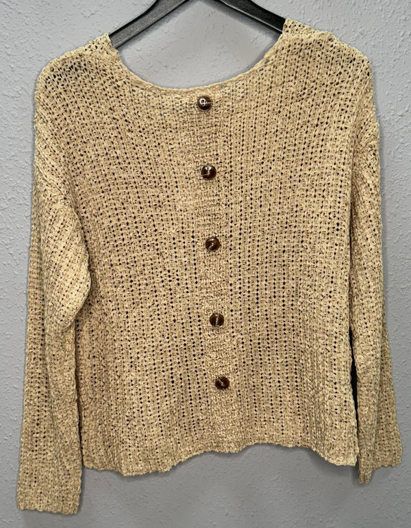 Back Buttoned Pullover in Tan
