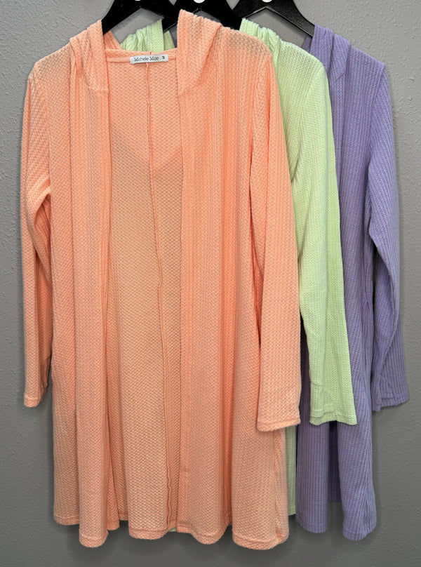 MM Hooded Waffle Cardigan - Lime