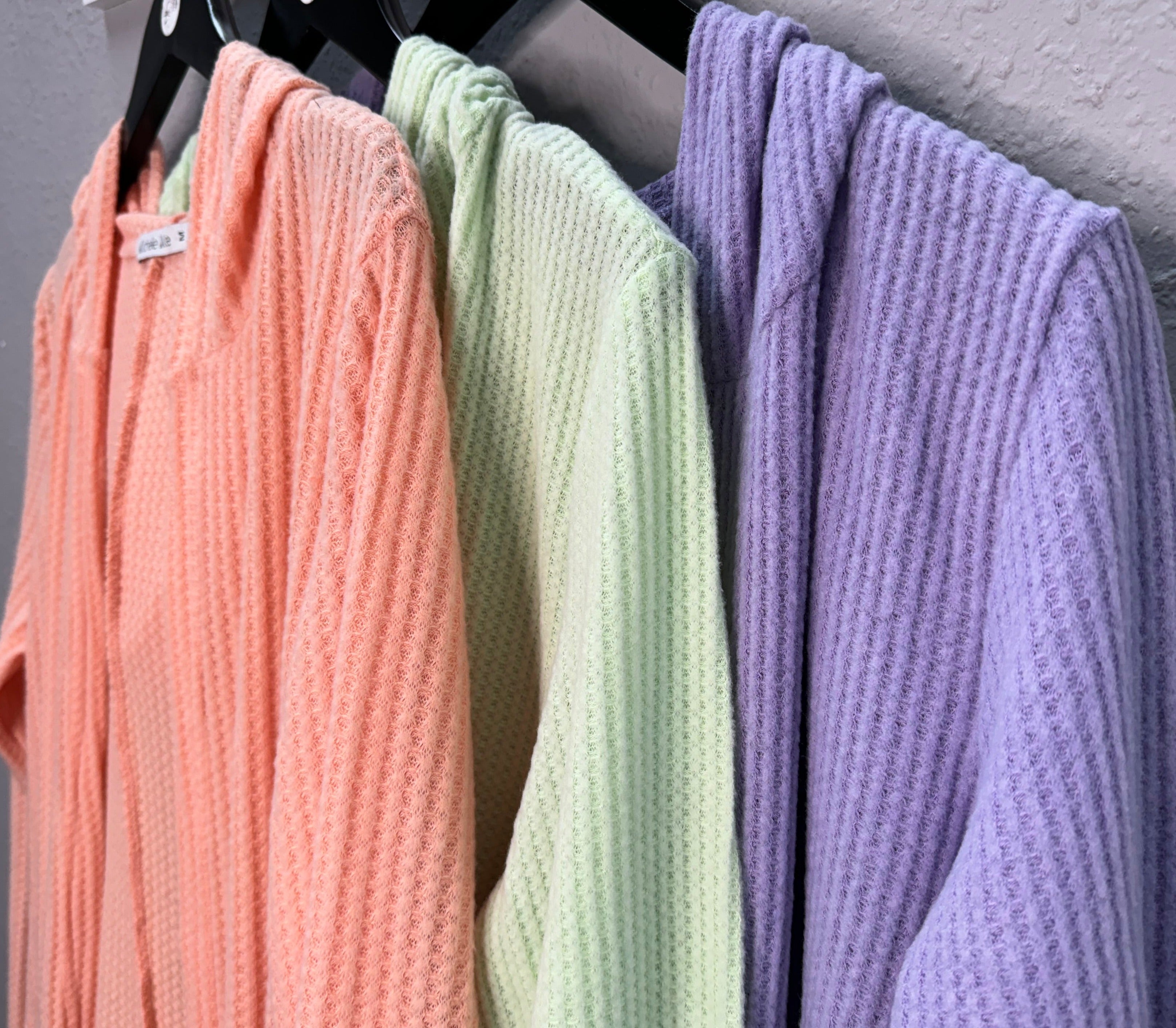 MM Hooded Waffle Cardigan - Lime