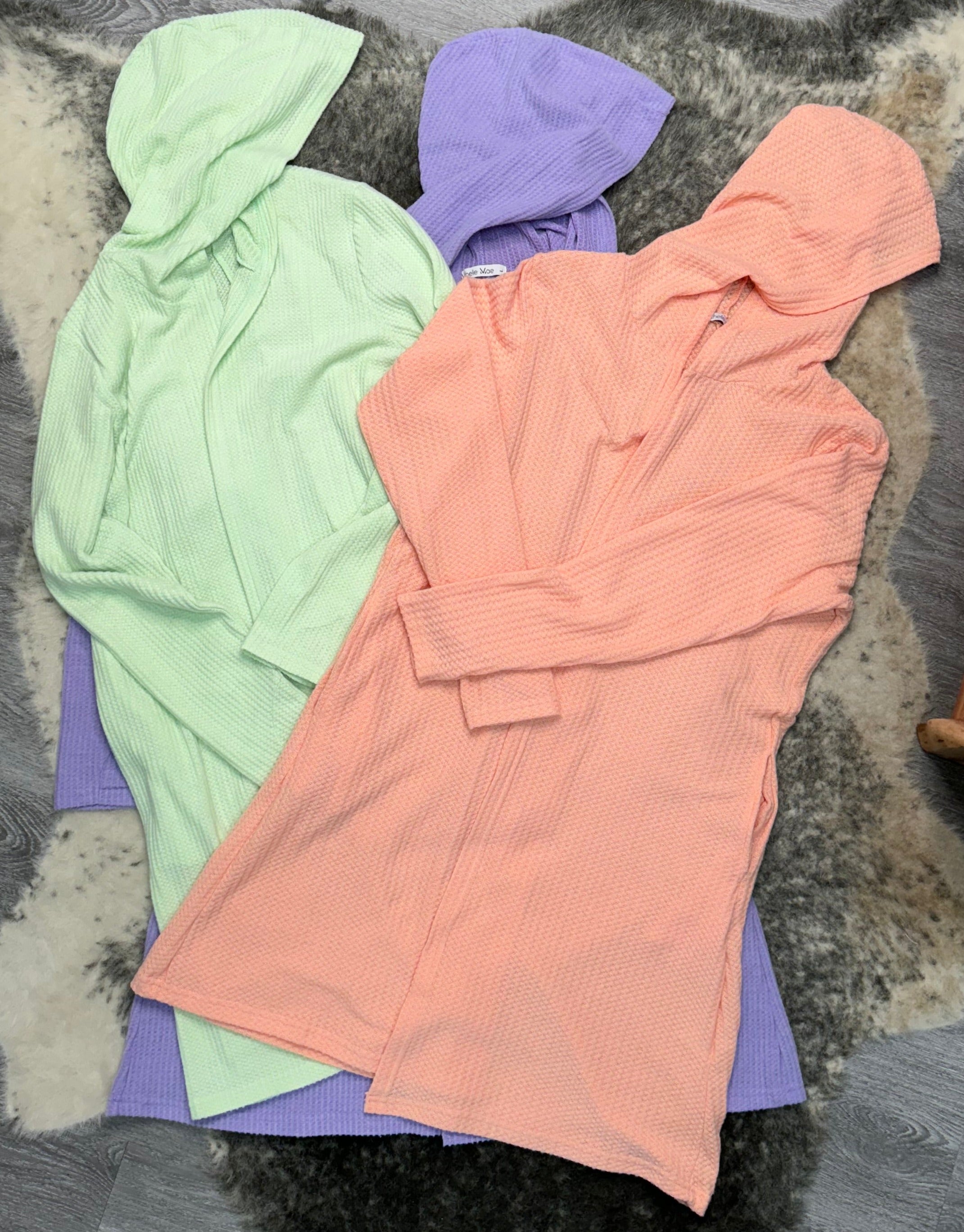 MM Hooded Waffle Cardigan - Lime