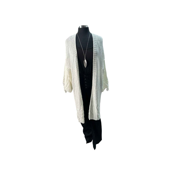 Ivory Distressed Cardigan Sweater