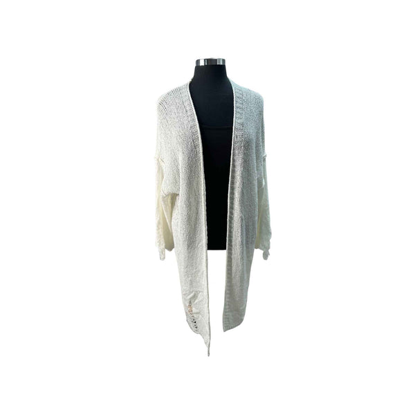Ivory Distressed Cardigan Sweater