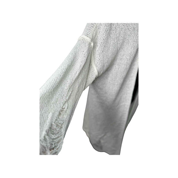 Ivory Distressed Cardigan Sweater