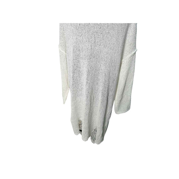 Ivory Distressed Cardigan Sweater