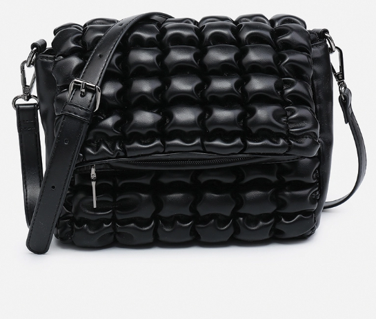 Naomi Top Zip Quilted Crossbody in Black