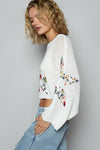 Floral Star Crop Sweater